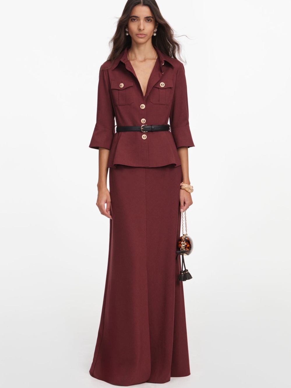 NWOT Self-Portrait BROWN TWILL MAXI DRESS